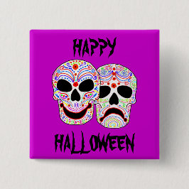 Chapa Cuadrada Cráneos de la Comedia-Tragedia de Halloween DOTD
