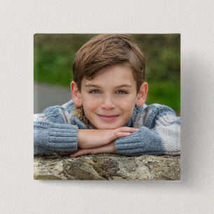 Chapa Cuadrada Crea tu propia foto de hijo personalizada doble ca