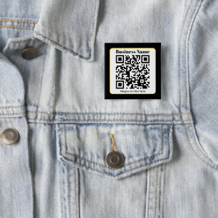 Chapa Cuadrada Crea tu propio código QR Borde dorado blanco y n