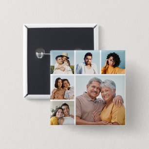 Chapa Cuadrada Crea tu propio collage de 6 fotos