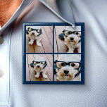 Chapa Cuadrada Crea tus propias imágenes de la Marina Collage de<br><div class="desc">Utiliza cuatro fotos cuadradas para crear un regalo único y personal. O puedes mantener al cachorro hipster y hacer un keepsake de moda. Si necesita ajustar las imágenes,  haga clic en la herramienta personalizar para realizar cambios.</div>