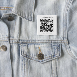 Chapa Cuadrada Crear su propio código QR   Blanco y negro