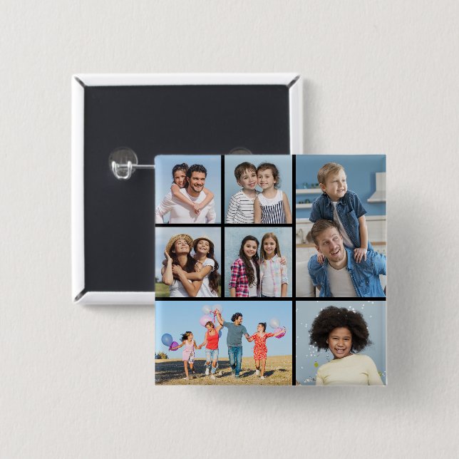 Chapa Cuadrada Crear su propio Collage de fotos 7 (Anverso y reverso)