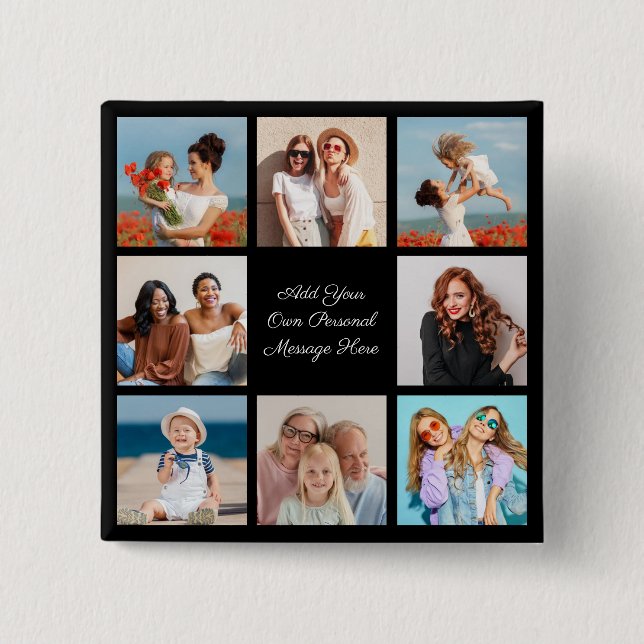 Chapa Cuadrada Crear su propio Collage de fotos 8 Añadir su salud (Anverso)