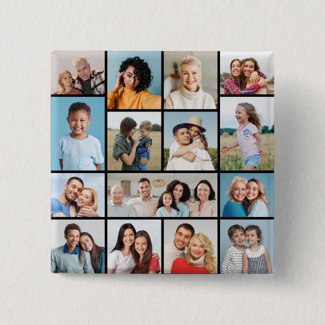 Chapa Cuadrada Crear su propio Collage de fotos de 15 (Anverso)