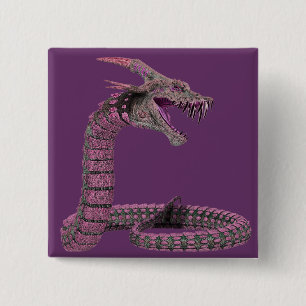 Chapa Cuadrada Creatura de fantasía morado rosado