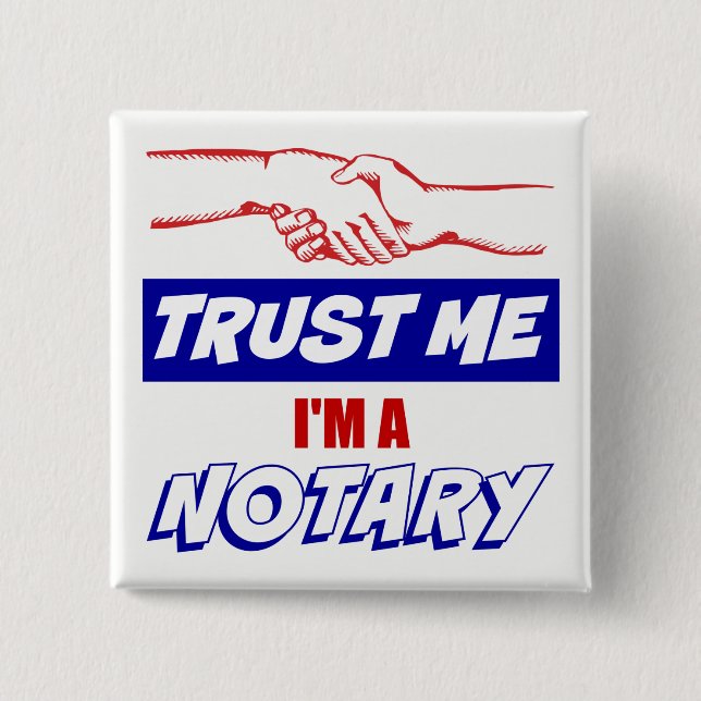 Chapa Cuadrada Créeme, soy un gran apretón de manos notarial (Anverso)