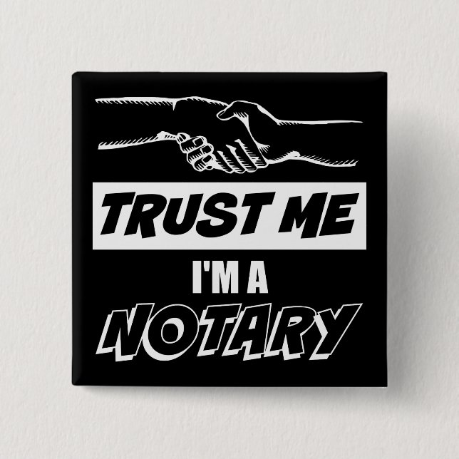 Chapa Cuadrada Créeme, soy un gran apretón de manos notarial (Anverso)