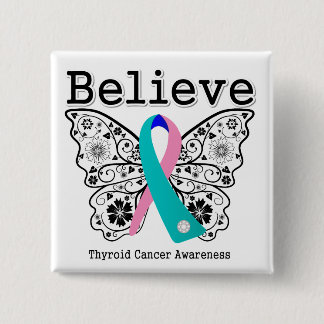 Chapa Cuadrada Creer - Mariposa de cáncer tiroideo
