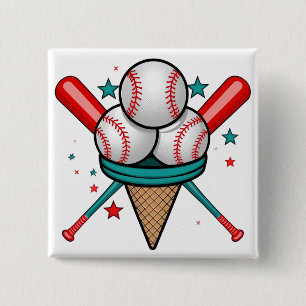 Chapa Cuadrada Crema de hielo de béisbol