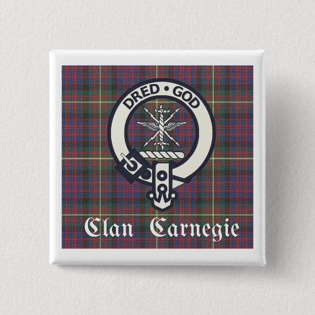 Chapa Cuadrada Cresta de Clan Carnegie Tartán (Anverso)