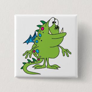 Chapa Cuadrada criatura monstruo del dragón verde lindo