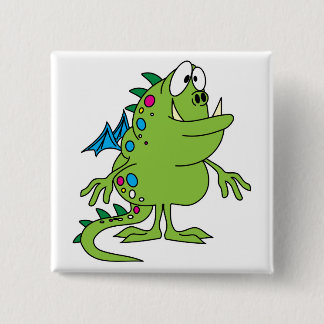 Chapa Cuadrada criatura monstruo del dragón verde lindo