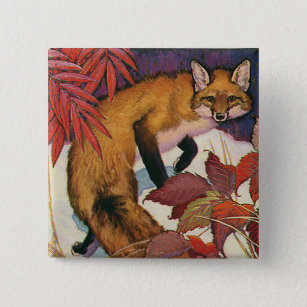 Chapa Cuadrada Criaturas del bosque vintage Animal de Red Fox Wil