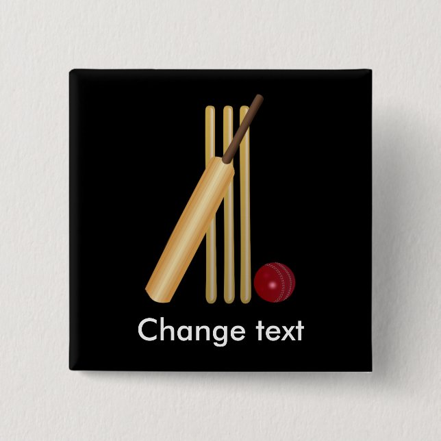 Chapa Cuadrada Cricket, wicket, murciélagos y pelota (Anverso)