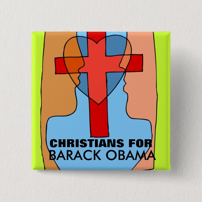 CHAPA CUADRADA CRISTIANOS PARA BARACK OBAMA (Anverso)