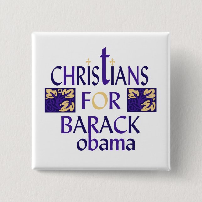 CHAPA CUADRADA CRISTIANOS PARA BARACK OBAMA (Anverso)