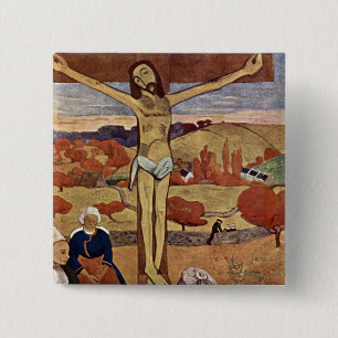 Chapa Cuadrada Cristo amarillo de Paul Gauguin, Arte fino vintage