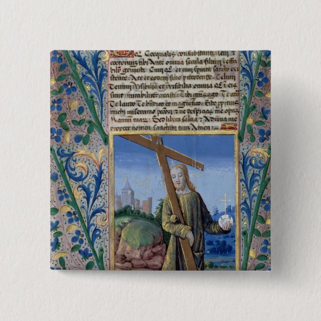 Chapa Cuadrada Cristo con la cruz y el orbe (Anverso)