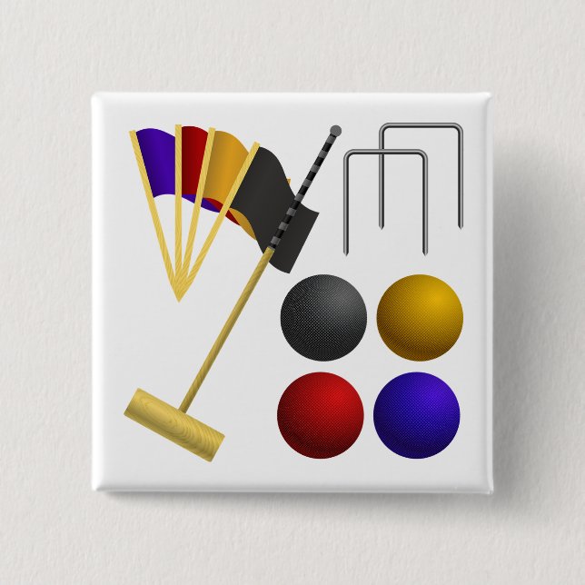 Chapa Cuadrada Croquet Equipment Set Mallet Balls Hoops (Anverso)