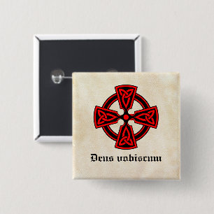Chapa Cuadrada Cruz Celta Deus Vobiscum