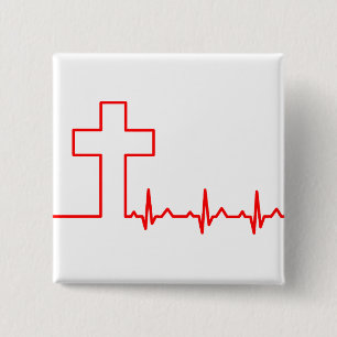 Chapa Cuadrada Cruz de Cristianos Latido del Corazón EKG ECG