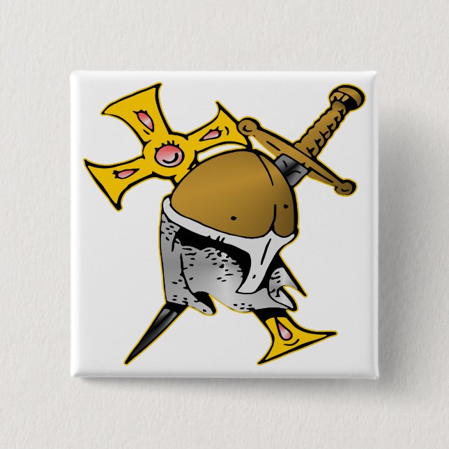 Chapa Cuadrada Cruzada del casco y espada (Anverso)