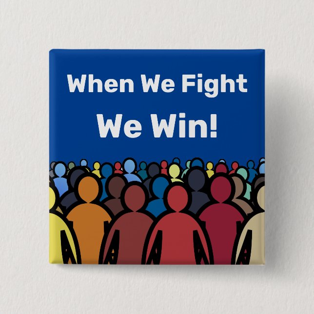 Chapa Cuadrada Cuando Peleamos Ganamos Harris Walz (Anverso)