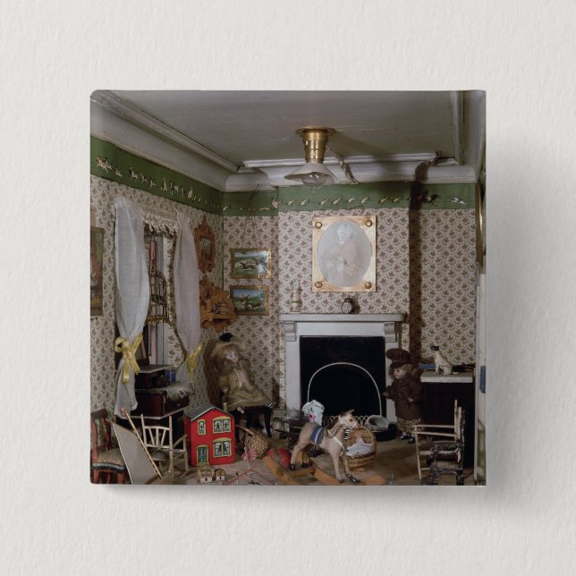 Chapa Cuadrada Cuarto de niños con los juguetes de "Srta. Miles" (Anverso)