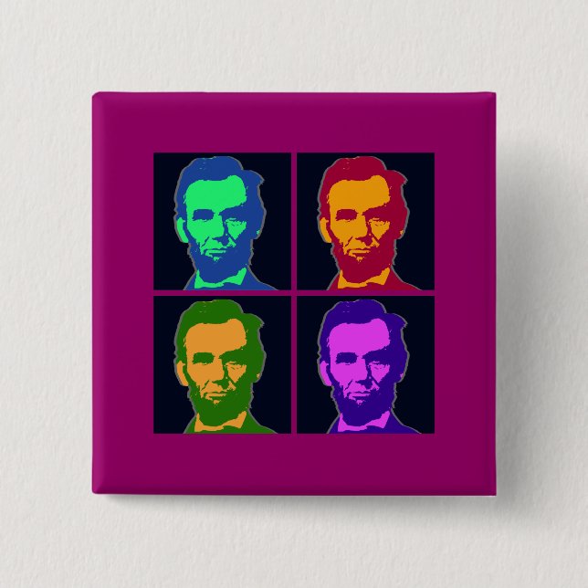 Chapa Cuadrada Cuatro Pop Art Abraham Lincoln (Anverso)