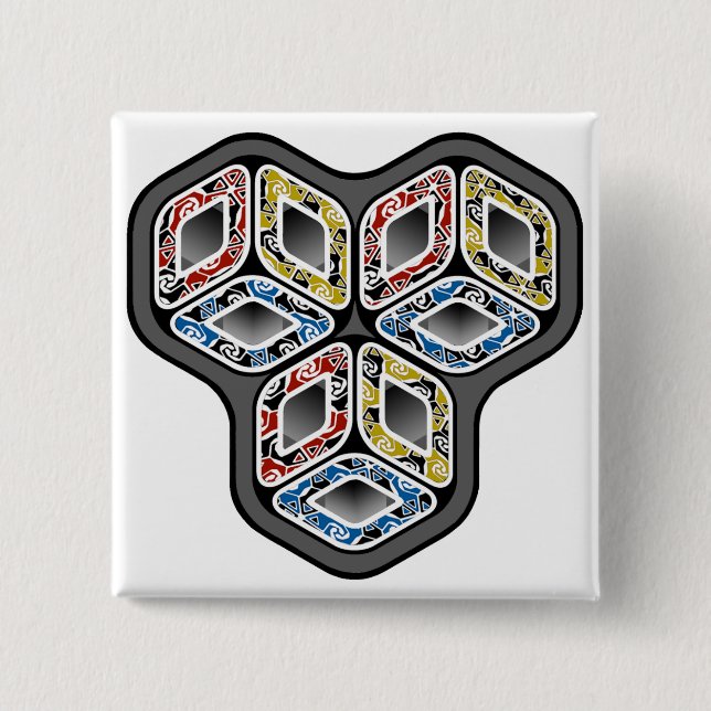 Chapa Cuadrada Cubos tridimensionales coloridos (Anverso)