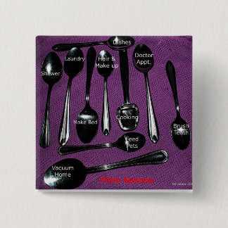 Chapa Cuadrada Cucharas de la conciencia del Fibromyalgia