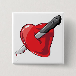 Chapa Cuadrada Cuchillo rojo del corazón en amor de los corazones