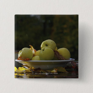 Chapa Cuadrada Cuenco de manzanas y de hojas