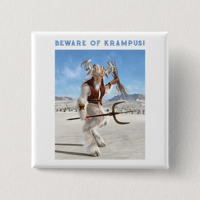 Chapa Cuadrada ¡Cuidado con Krampus! (Anverso)
