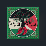 Chapa Cuadrada cultura palestina | sandía palestina, oliva<br><div class="desc">En esta vibrante y evocadora obra de arte, el artista mezcla magistralmente elementos de cultura y simbolismo para comunicar un apoyo inquebrantable a la gente de Gaza. La composición es un testamento visual de la resiliencia, el patrimonio y la esperanza que persiste a pesar de los desafíos. entrega un poderoso...</div>