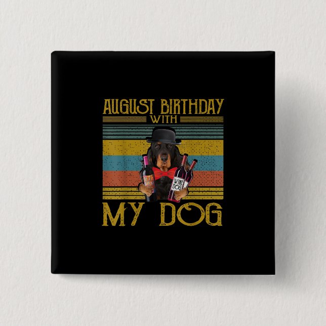 Chapa Cuadrada Cumpleaños De Agosto Con Mi Perro Gordon Setter 20 (Anverso)