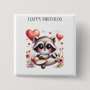 Chapa Cuadrada Cumpleaños del piloto mapache