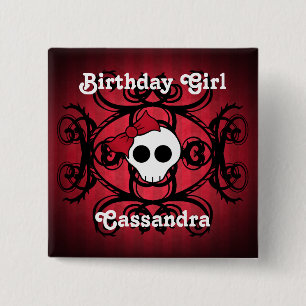 Chapa Cuadrada Cumpleaños lindo del cráneo