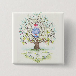 Chapa Cuadrada Cuna del bebé en un árbol de corazones y del amor