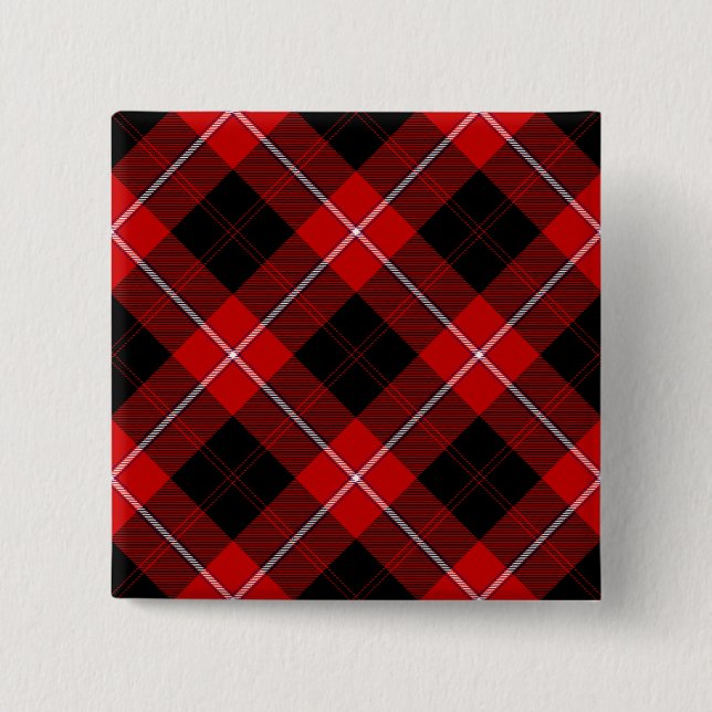 Chapa Cuadrada Cunningham Tartan Red Black Plaid (Anverso)