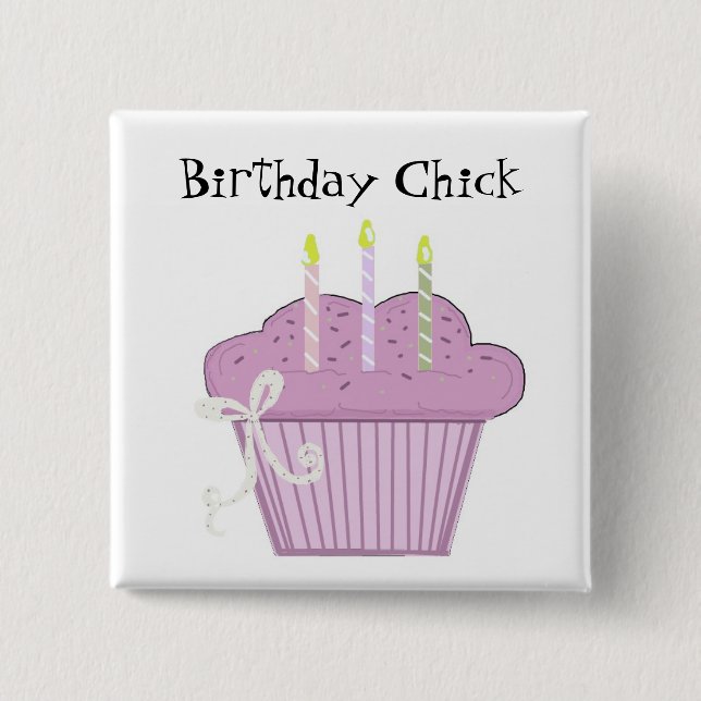 Chapa Cuadrada Cupcake de cumpleaños con velas (Anverso)
