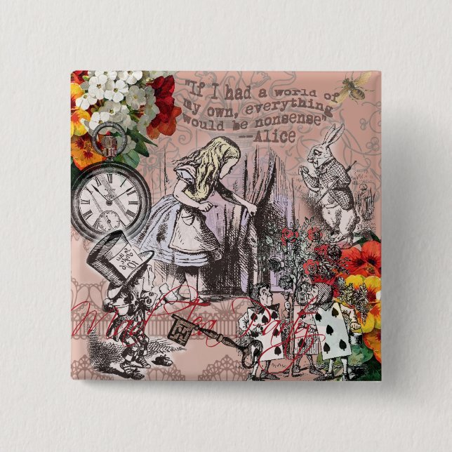 Chapa Cuadrada curanda de alice nonsense wonderland (Anverso)