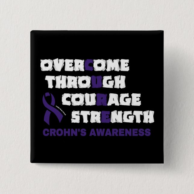 Chapa Cuadrada CURE...botón de Crohn (Anverso)