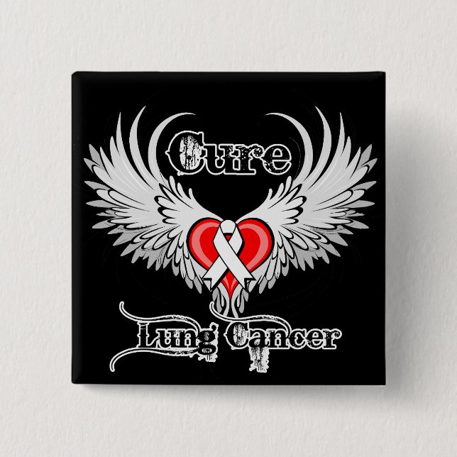 Chapa Cuadrada Cure Lung Cancer Heart Tattoo Wings (Anverso)