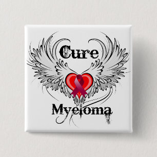 Chapa Cuadrada Cure Myeloma Heart Tattoo Wings
