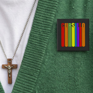 Chapa Cuadrada Cursillo Texto Alargado Colorido Fe Cristiana