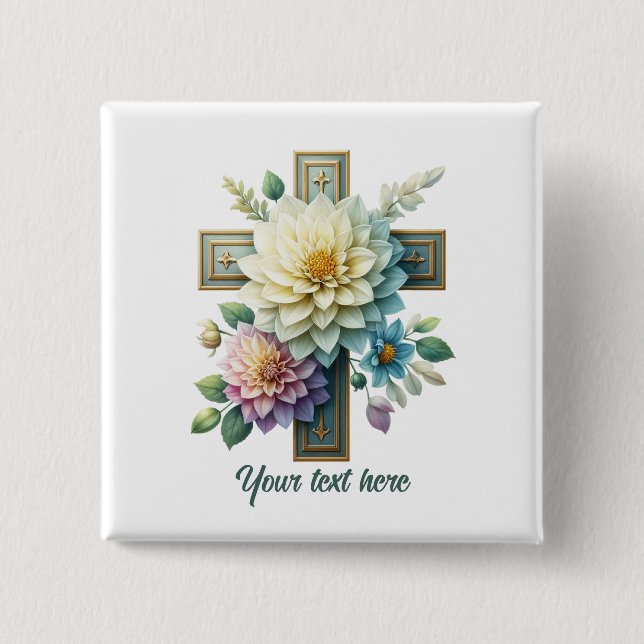 Chapa Cuadrada Curte Religious Cross add text (Anverso)