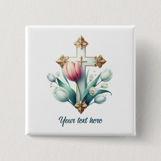 Chapa Cuadrada Curte Religious Cross add text (Anverso)