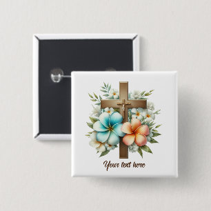 Chapa Cuadrada Curte Religious Cross add text
